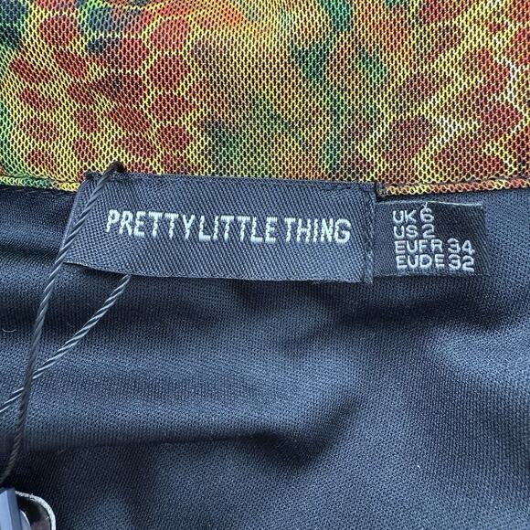 Pretty Little Thing Snake Print Mesh Bodycon Mini Dress 2 Button Front Clubcore - Picture 3 of 5